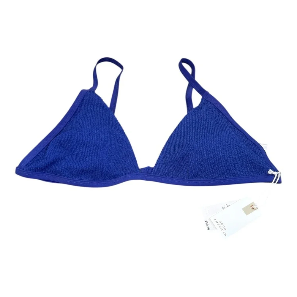 Good American Capri Blue Textured Triangle Bikini Top GSW0632LV 3XL NWT